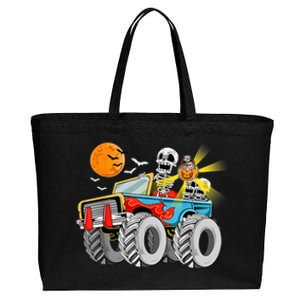 Halloween Skeleton Riding Monster Truck Gift Cotton Canvas Jumbo Tote