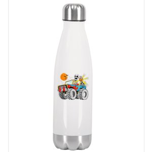 Halloween Skeleton Riding Monster Truck Gift Stainless Steel Insulated Water Bottle