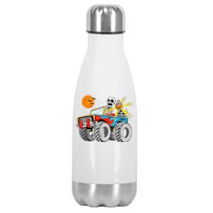 Halloween Skeleton Riding Monster Truck Gift Stainless Steel Insulated Water Bottle