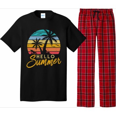 Hello Summer Retro Beach Vacation Pajama Set