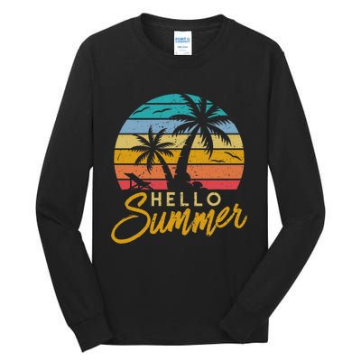 Hello Summer Retro Beach Vacation Tall Long Sleeve T-Shirt