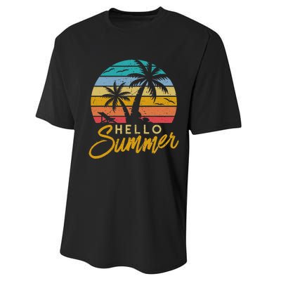 Hello Summer Retro Beach Vacation Performance Sprint T-Shirt