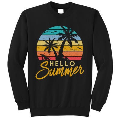 Hello Summer Retro Beach Vacation Tall Sweatshirt