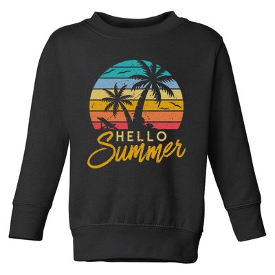 Hello Summer Retro Beach Vacation Toddler Sweatshirt