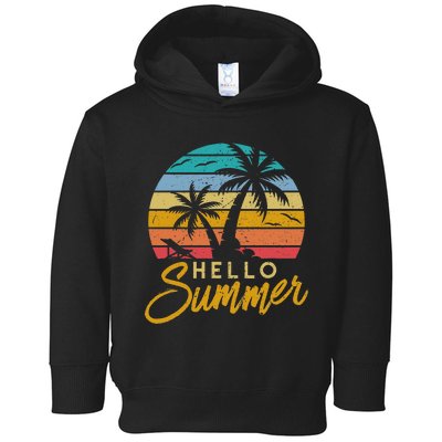 Hello Summer Retro Beach Vacation Toddler Hoodie