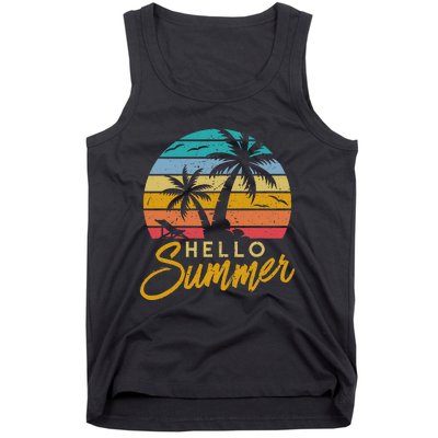 Hello Summer Retro Beach Vacation Tank Top