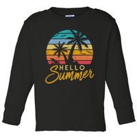 Hello Summer Retro Beach Vacation Toddler Long Sleeve Shirt