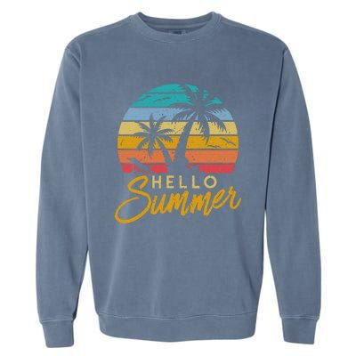 Hello Summer Retro Beach Vacation Garment-Dyed Sweatshirt