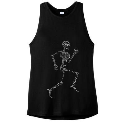 Human Skeleton Running Bone Names Anatomy Labels for Geeks Ladies PosiCharge Tri-Blend Wicking Tank
