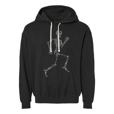 Human Skeleton Running Bone Names Anatomy Labels for Geeks Garment-Dyed Fleece Hoodie
