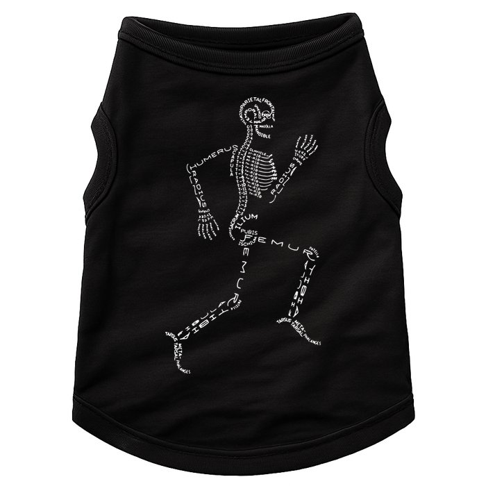 Human Skeleton Running Bone Names Anatomy Labels for Geeks Doggie Tank