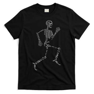 Human Skeleton Running Bone Names Anatomy Labels for Geeks T-Shirt
