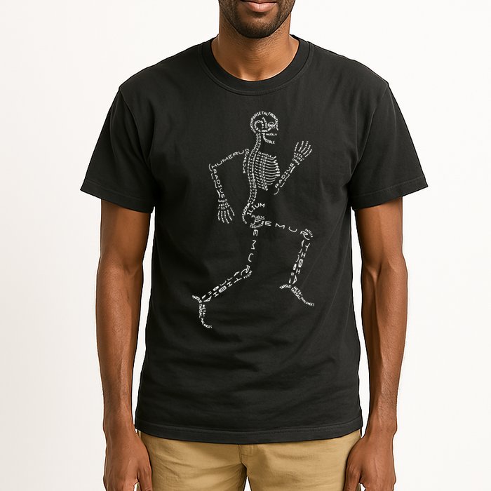 Human Skeleton Running Bone Names Anatomy Labels for Geeks Tall T-Shirt