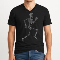 Human Skeleton Running Bone Names Anatomy Labels for Geeks V-Neck T-Shirt