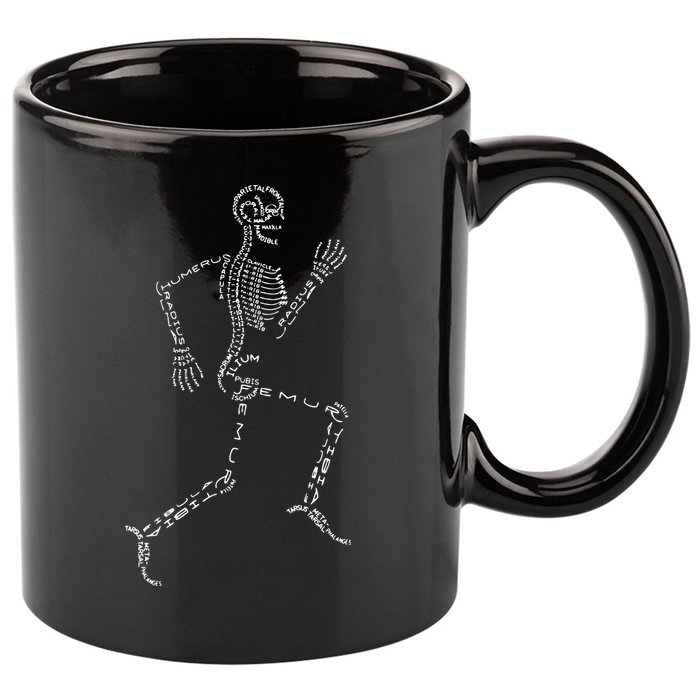 Human Skeleton Running Bone Names Anatomy Labels for Geeks 11oz C Handle Ceramic Mug