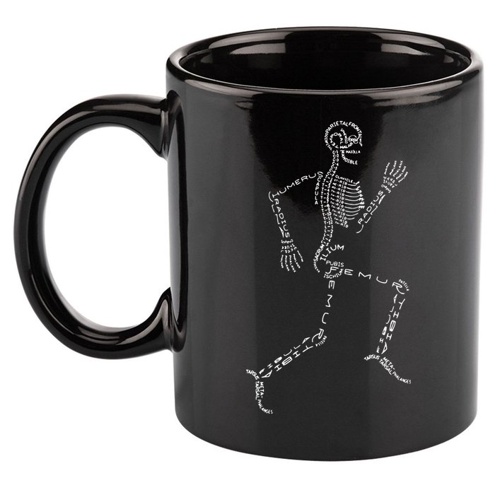 Human Skeleton Running Bone Names Anatomy Labels for Geeks 11oz C Handle Ceramic Mug