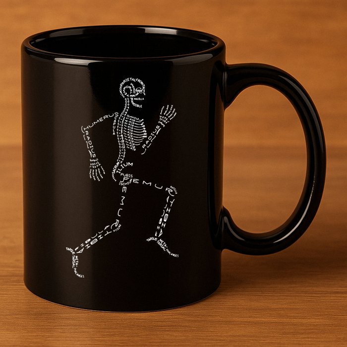 Human Skeleton Running Bone Names Anatomy Labels for Geeks 11oz C Handle Ceramic Mug