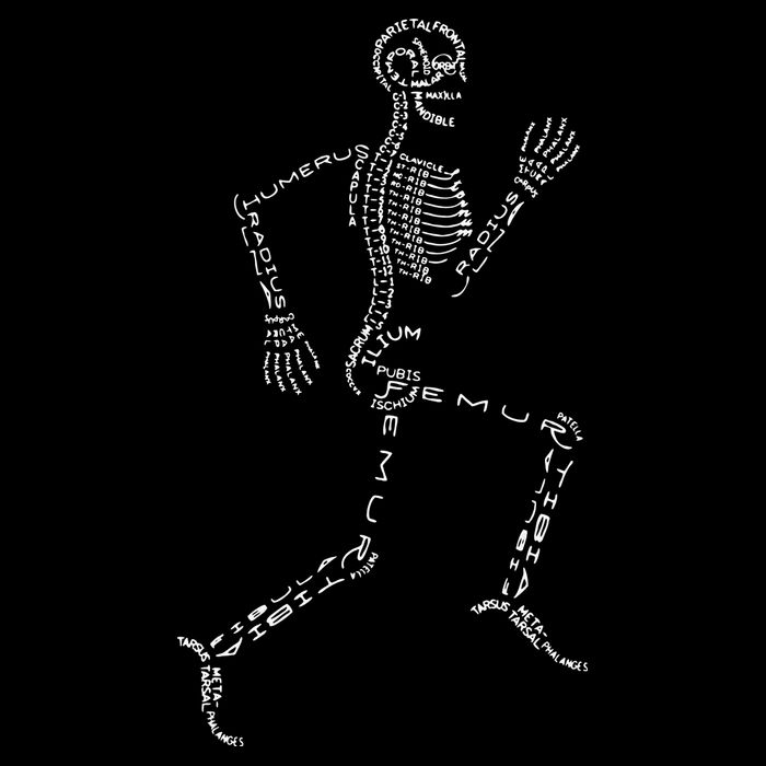 Human Skeleton Running Bone Names Anatomy Labels for Geeks Drawstring Bag