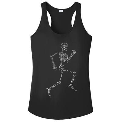 Human Skeleton Running Bone Names Anatomy Labels for Geeks Ladies PosiCharge Competitor Racerback Tank