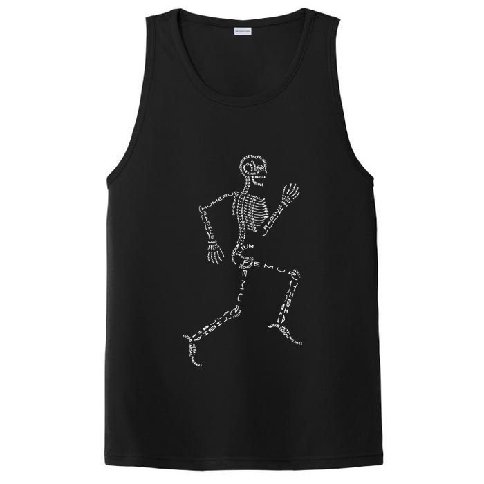 Human Skeleton Running Bone Names Anatomy Labels for Geeks PosiCharge Competitor Tank