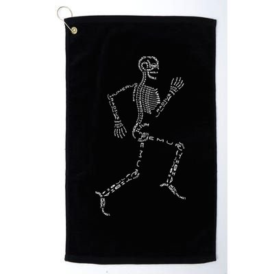 Human Skeleton Running Bone Names Anatomy Labels for Geeks Golf Towel