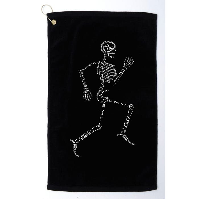 Human Skeleton Running Bone Names Anatomy Labels for Geeks Golf Towel