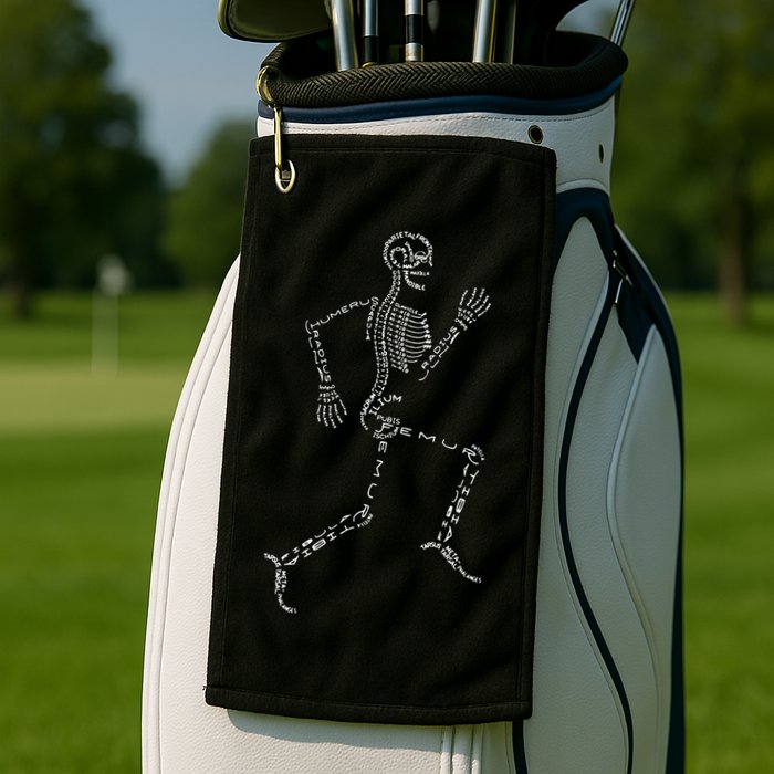 Human Skeleton Running Bone Names Anatomy Labels for Geeks Golf Towel
