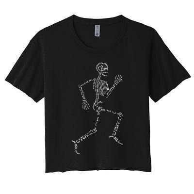 Human Skeleton Running Bone Names Anatomy Labels for Geeks Crop Top