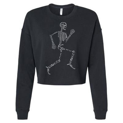 Human Skeleton Running Bone Names Anatomy Labels for Geeks Cropped Pullover Crew