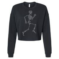 Human Skeleton Running Bone Names Anatomy Labels for Geeks Cropped Pullover Crew