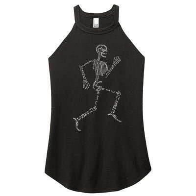 Human Skeleton Running Bone Names Anatomy Labels for Geeks Women's Perfect Tri Rocker Tank