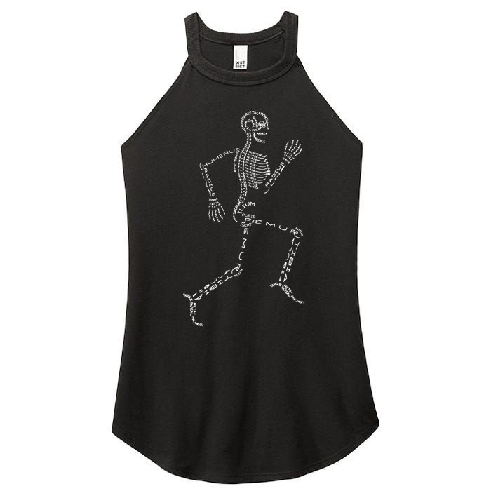 Human Skeleton Running Bone Names Anatomy Labels for Geeks Women's Perfect Tri Rocker Tank