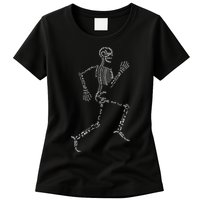 Human Skeleton Running Bone Names Anatomy Labels for Geeks Womens T-Shirt