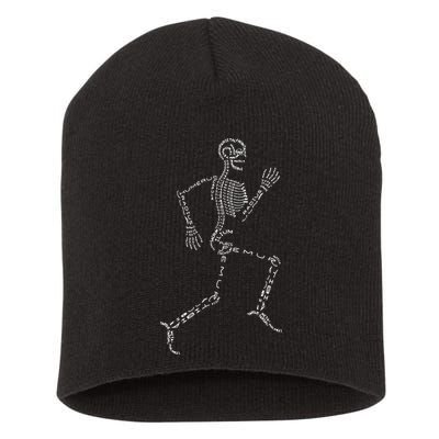 Human Skeleton Running Bone Names Anatomy Labels for Geeks Short Acrylic Beanie