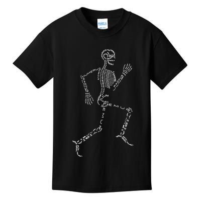 Human Skeleton Running Bone Names Anatomy Labels for Geeks Kids T-Shirt