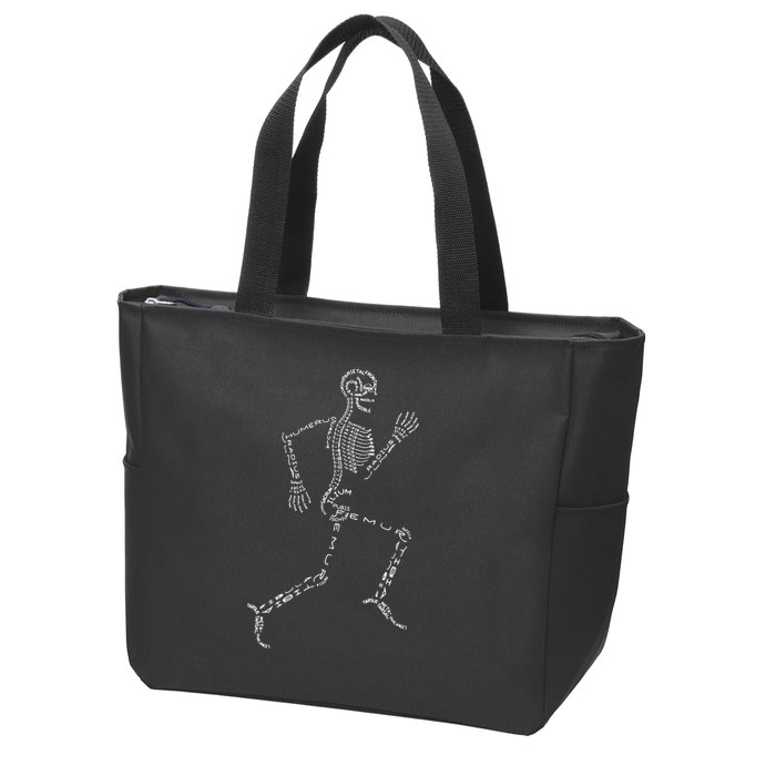 Human Skeleton Running Bone Names Anatomy Labels for Geeks Zip Tote Bag