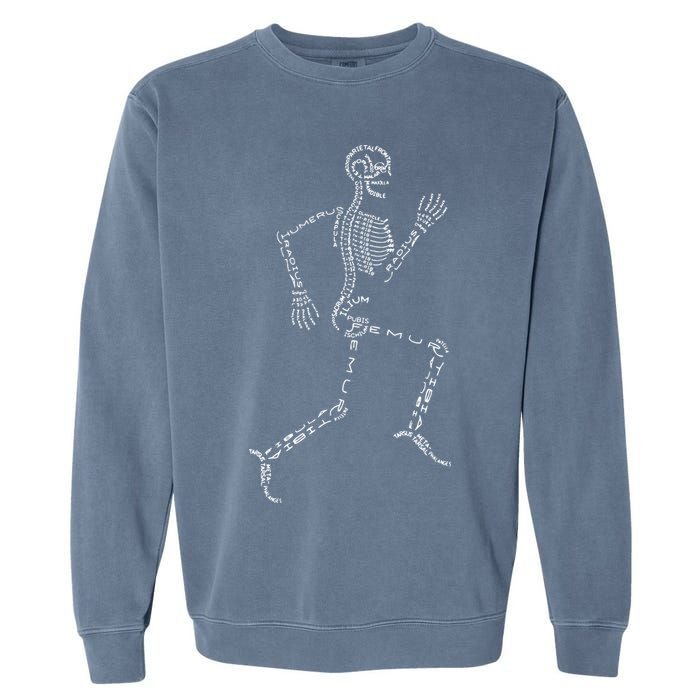 Human Skeleton Running Bone Names Anatomy Labels for Geeks Garment-Dyed Sweatshirt