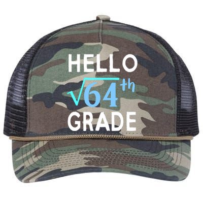 Hello Square Root Of 64 Grade Funny 8th Grader School Gift Retro Rope Trucker Hat Cap