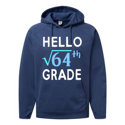 Hello Square Root Of 64 Grade Funny 8th Grader School Gift Performance Fleece Hoodie