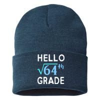 Hello Square Root Of 64 Grade Funny 8th Grader School Gift Sustainable Knit Beanie