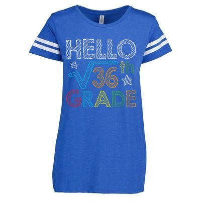 Hello Square Root 36 6th Grade Back To School Math Nerd Enza Ladies Jersey Football T-Shirt