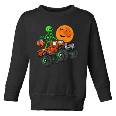 Halloween Skeleton Riding Monster Truck Boy Toddler Sweatshirt