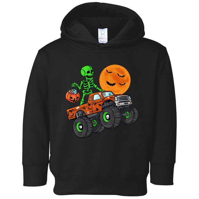 Halloween Skeleton Riding Monster Truck Boy Toddler Hoodie