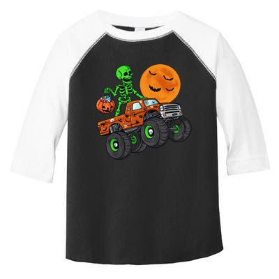 Halloween Skeleton Riding Monster Truck Boy Toddler Fine Jersey T-Shirt