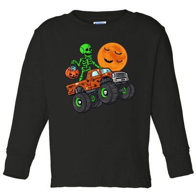 Halloween Skeleton Riding Monster Truck Boy Toddler Long Sleeve Shirt