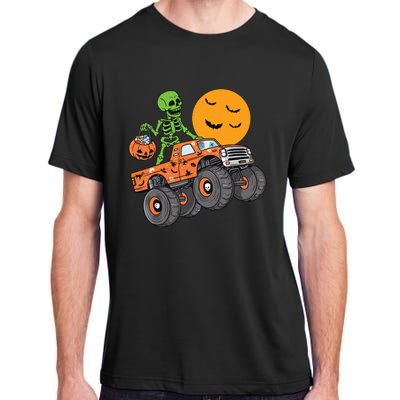 Halloween Skeleton Riding Monster Truck Boy Kids Adult ChromaSoft Performance T-Shirt