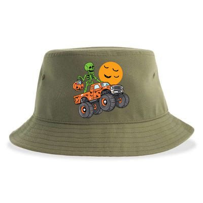 Halloween Skeleton Riding Monster Truck Boy Kids Sustainable Bucket Hat