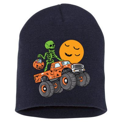 Halloween Skeleton Riding Monster Truck Boy Kids Short Acrylic Beanie