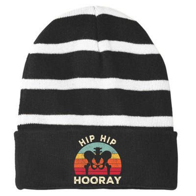 Hip Surgery Recovery Hip Replacement Recovery Striped Beanie with Solid Band