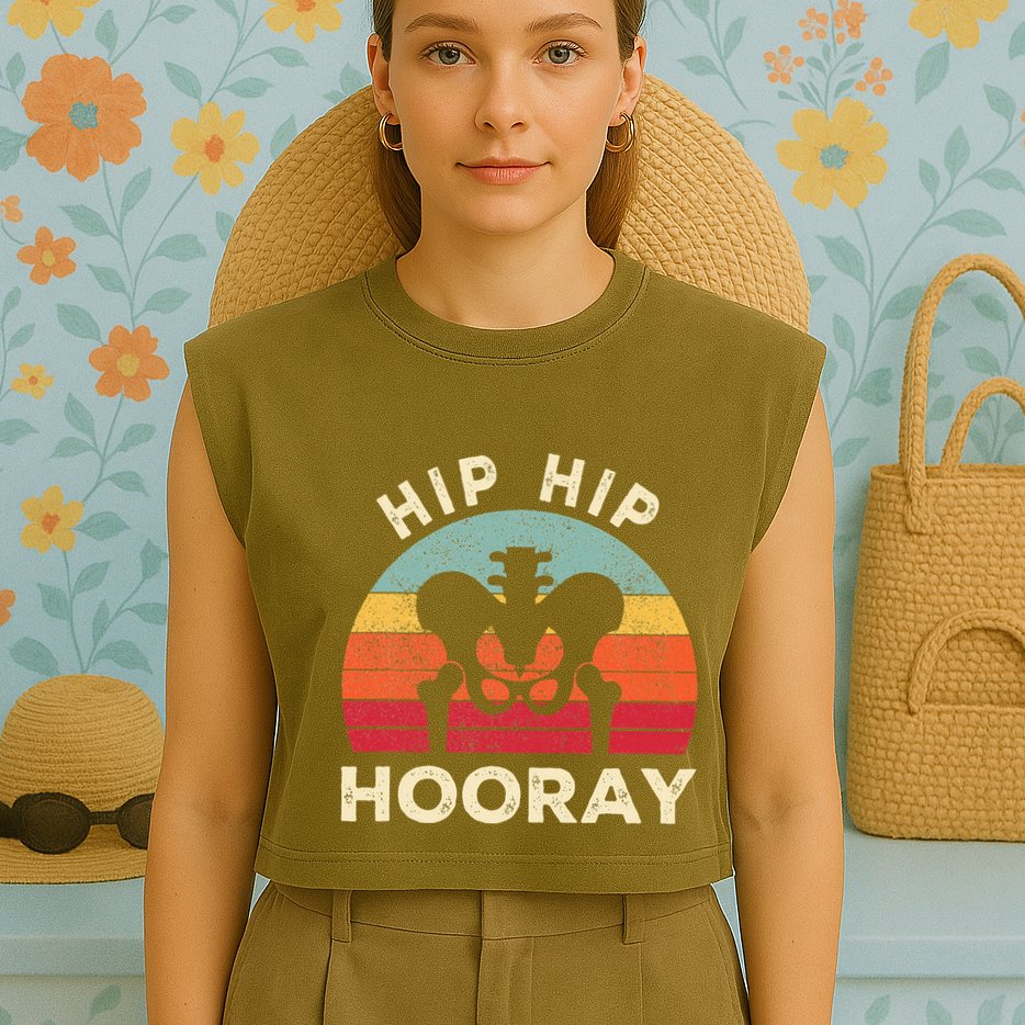 Hip Surgery Recovery Hip Replacement Recovery Garment-Dyed Women's Muscle Tee